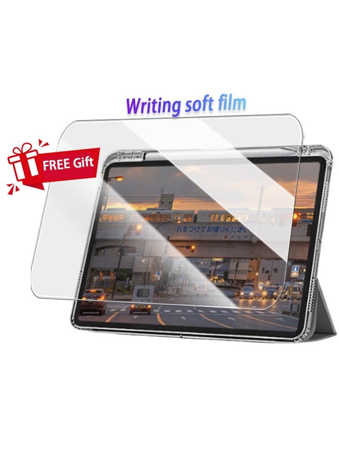 iPad 11th Generation Case (A16 2025) And iPad 10th Generation 10.9 Inch Case, Slim Smart Cover With Pen Slot, iPad A16 Case Tpu Transparent Tri-Fold Stand Smart Wake-Up/ AED 23 Gift Set Anti-Glare Protective Film- Gray - Image 3